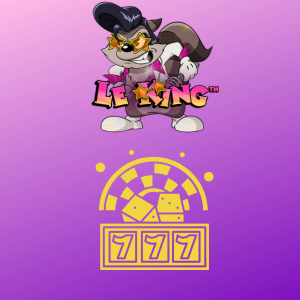 Le King logo with a spinning wheel featuring three 7's underneath.